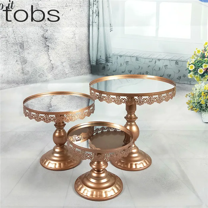 Золото Хрустальная подставка для торта набор гальванических Зеркало из розового золота лицо помадка кекс сладкий стол конфеты бар украшения стола - Цвет: 1
