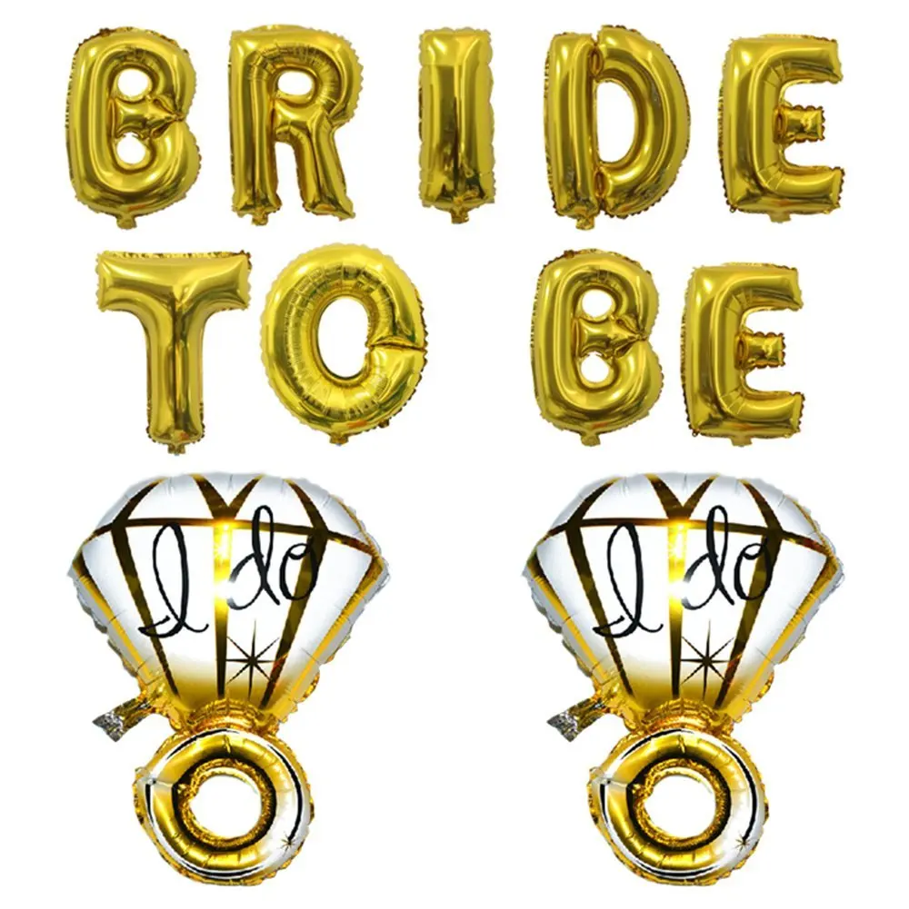 

16'' BRIDE TO BE Gold Foil Letter Balloons + 2pcs 28inch "I Do" Diamond Ring for Wedding Bridal Shower, Bachelorette Party