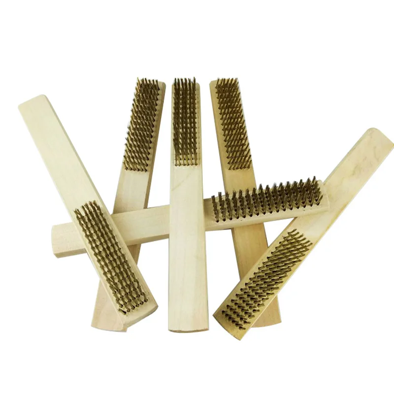 Buy DZT 12PC Wood Handle Brass Wire Brush Copper Brush