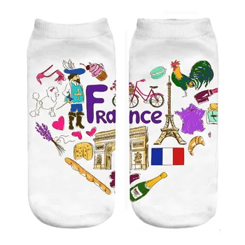 

France love print polyester socks women wholesales
