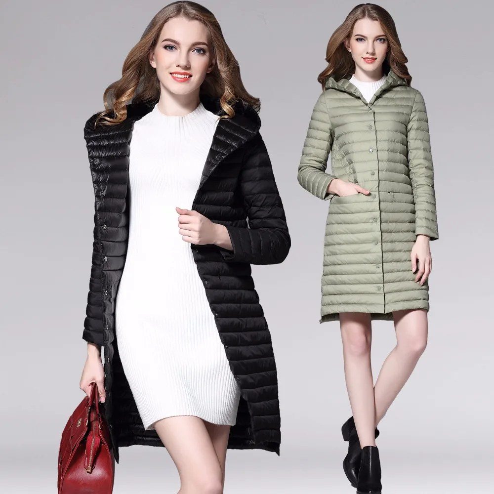 New Autumn winter 90% white duck Down coat Thin Long Parkas Women Ultra Light Down Jacket down coat female outerwear