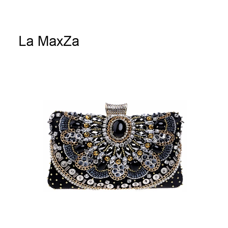

La MaxZa Pearl Embroidery Wedding Clutches Women Evening Clutch Bag Ladies Party Fruitless Fashion Clutch Bag