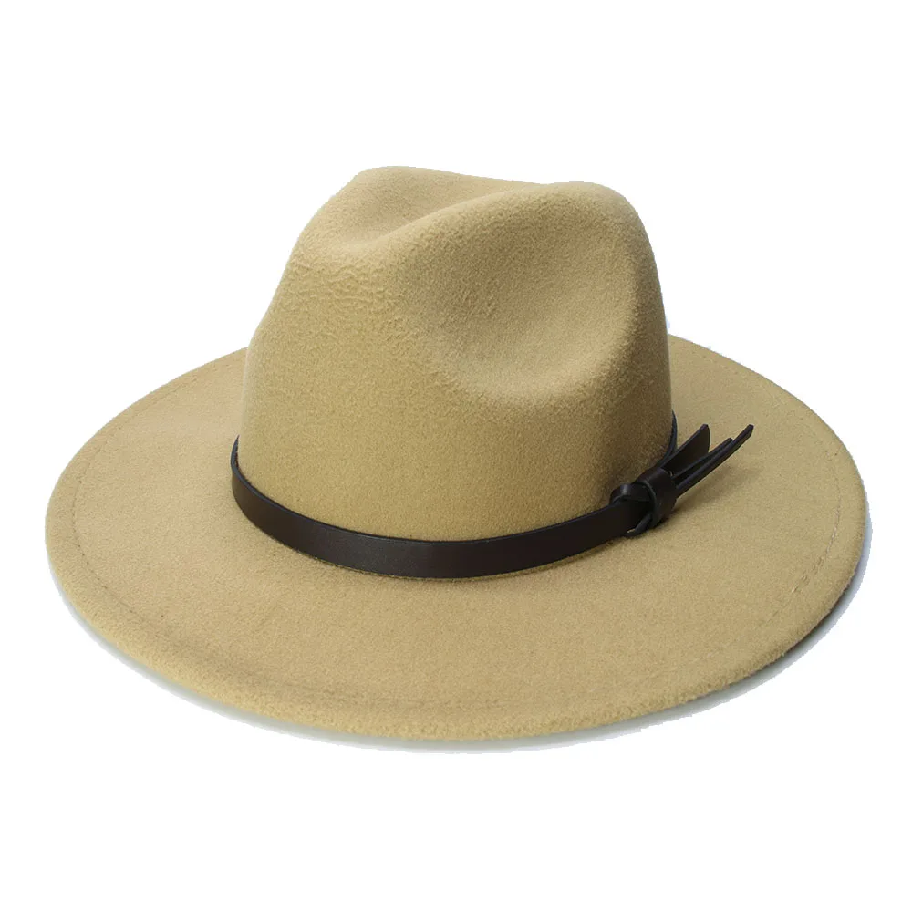 cheap fedora hats LUCKYLIANJI Retro Kid Child Vintage 100% Wool Wide Brim Cap Fedora Panama Jazz Bowler Hat Coffee Leather Band (54cm/Adjusted) brown fedora hat