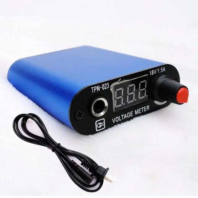 Pro Blue LED Screen Professional Mini Tattoo Machine Power Supply With Cord — TPN-023C Pro Blue LED Screen Professional Mini Tattoo Machine Power Supply With Cord — TPN-023C