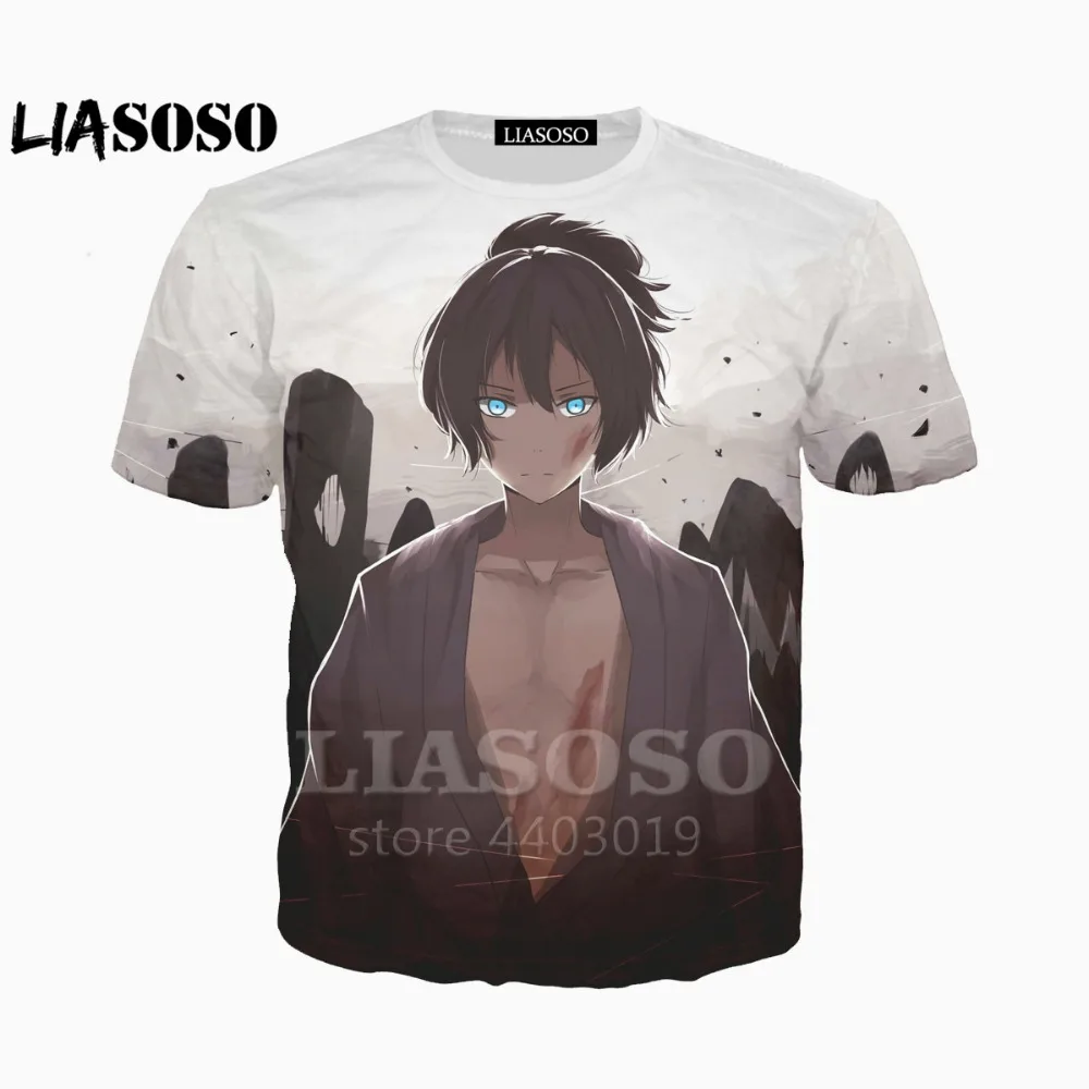 LIASOSO Лидер продаж Мода Harajuku футболка Noragami аниме Йато Yukine Ики Hiyori 3D печати мужская