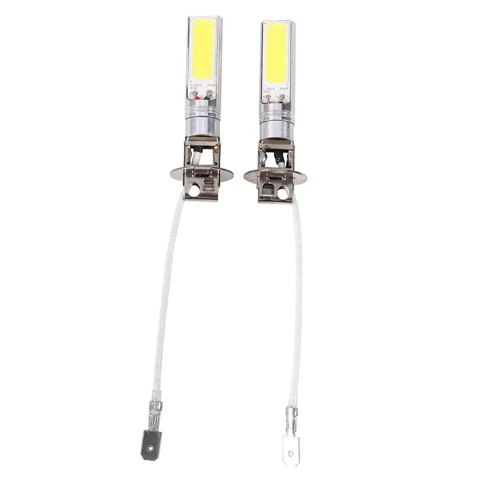 2 шт. H3 COB LED яркий ксенон белый 6000K Автомобильная Лампа для противотуманной фары 12В