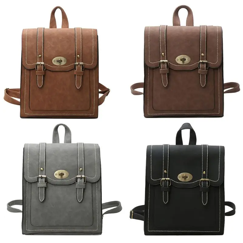 

NoEnName_Null High Quality Leather Vintage Women Backpack Pu Leather Backpacks For Teenage Girls School Shoulder Bag Bagpack