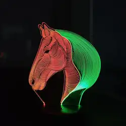 Конская 3d Визуальный ночник Творческий семь Цвет Touch зарядки светодио дный 3d светильники рождественские украшения лампа для ребенка