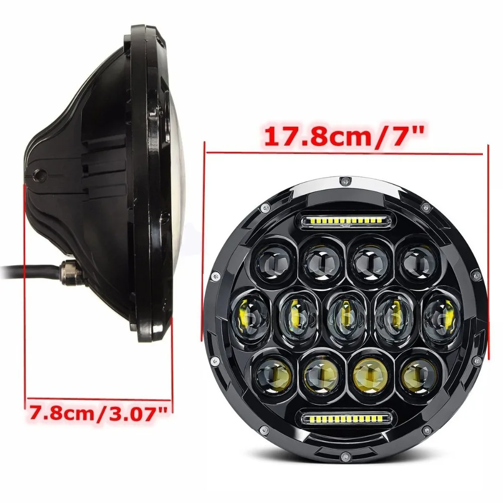 DOT Approved Pair 7 75W Round Driving Led Headlights Lamps With White DRL HiLo Beam For Jeep Wrangler CJ-5 CJ-7 1997-2017 light