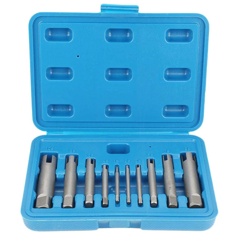 

10 Piece Set M4-M24 Broken Tap Extractor Guide Set Broken Wire Screw Remover Tool Screw Extractor Wrench Set Drill Bit