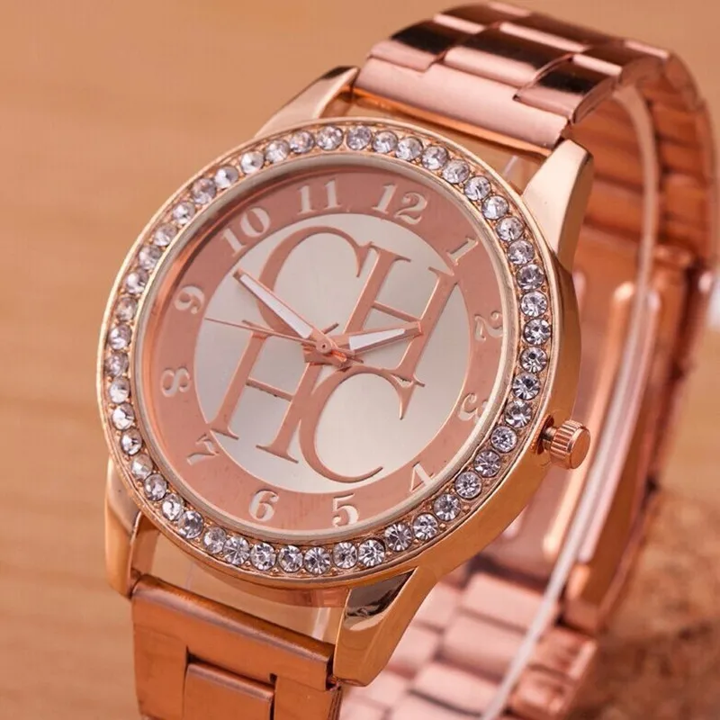 Горячая Распродажа, новые высококачественные женские спортивные кварцевые часы, модные женские цифровые часы из розового золота и нержавеющей стали, стразы