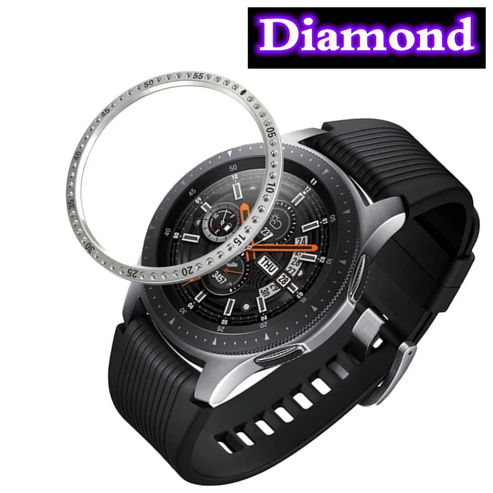 

High Quality Rim Dial Sleeve stainless steel Diamond For Samsung Galaxy Watch 42/46MM Bezel Ring Adhesive Cover Anti Scratch