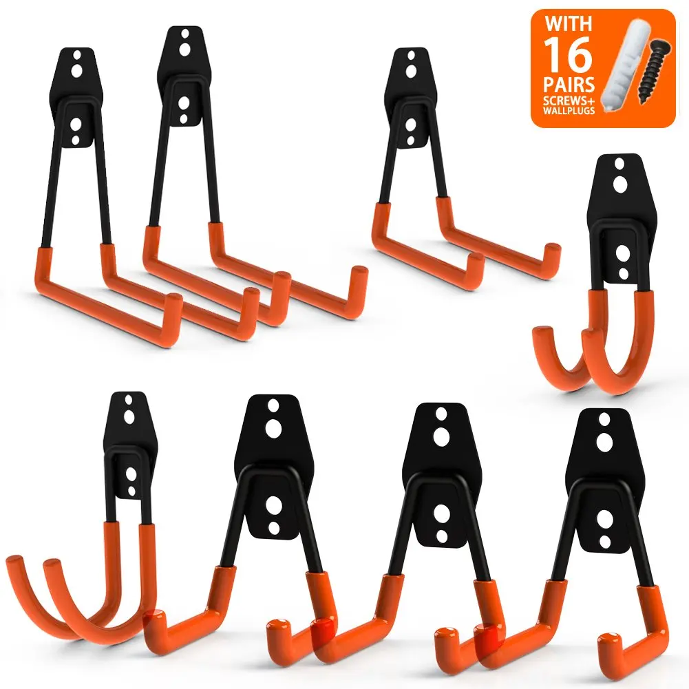 

Wall Hung Double HookBicycle Storage Hook Garage Space Saver Hanger Rack Wall Mount Tool Holder U-Hook with Anti-Slip Coating