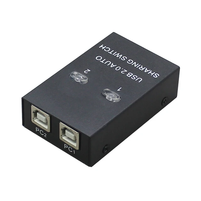 2 Ports USB KVM Switch Splitter Usb2.0 Hub Two Computer Peripherals  Sharing  Printer Mouse Office Home Use black