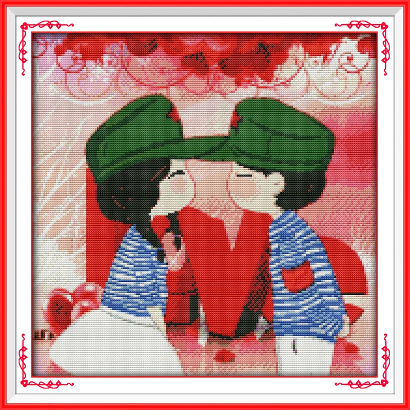 Closer hearts cross stitch kit 14ct 11ct count print canvas stitching embroidery DIY handmade needlework | Дом и сад