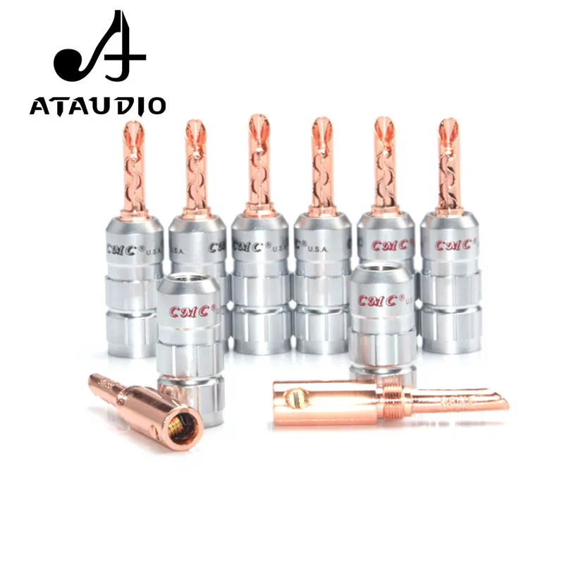 8 шт. ATAUDIO Hifi смс Красный медный Банановый штекер Hi end банановый разъем без пайки