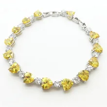 2017! New Style Teardrop-shaped & Heart Wholesale Jewelry Gold yellow Quartz Zircon Silver Filled Bracelet