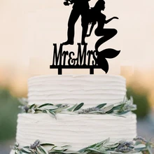Пляжные свадебные украшения/рыбак и Русалка торт Топпер/зацепил на любовь торт Топпер/на заказ свадебный торт Топпер/Mr mrs