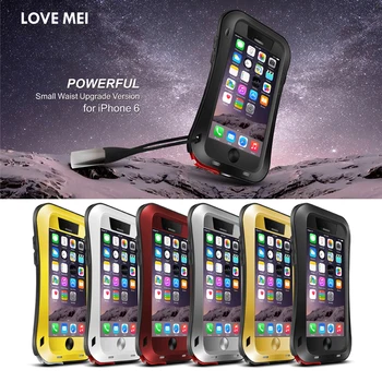 

LOVE MEI Heavy Duty Case for iPhone 6 Shockproof Waterproof Metal Cover for iPhone 6s Armor Case Tempered Glass Screen Protector