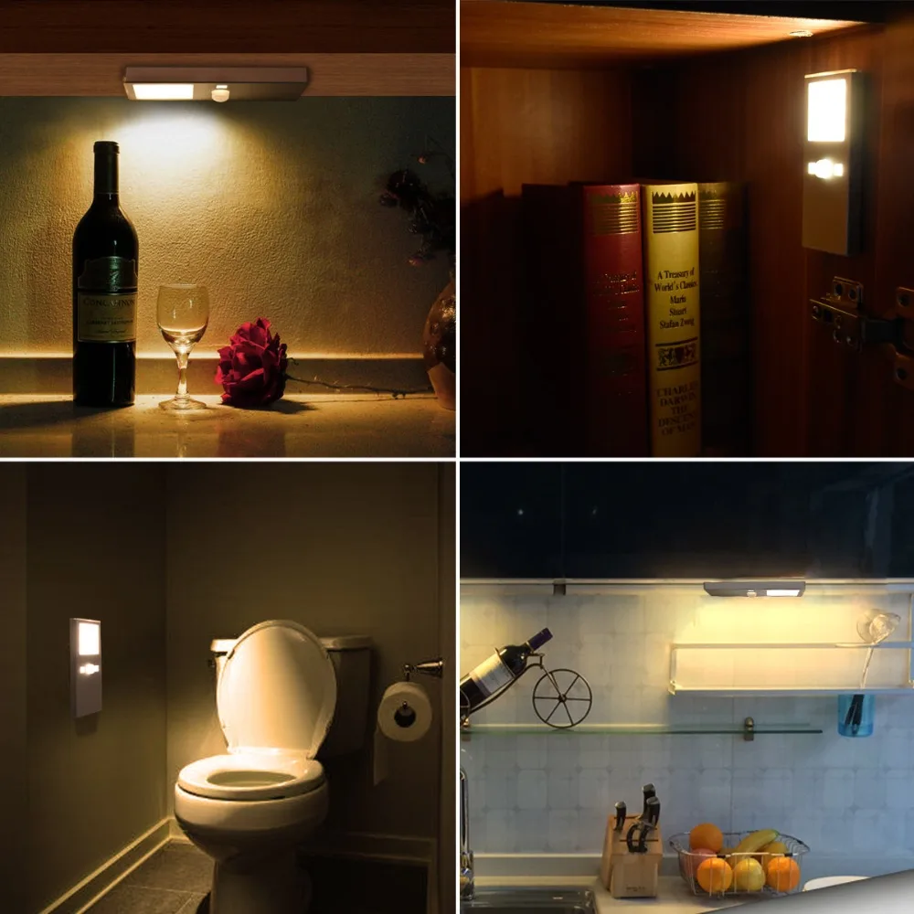 

Espow 14 led Rechargeable Magnetic Infrared IR Motion Sensor LED Wall Lights Night Light Auto power for Wall Fridge