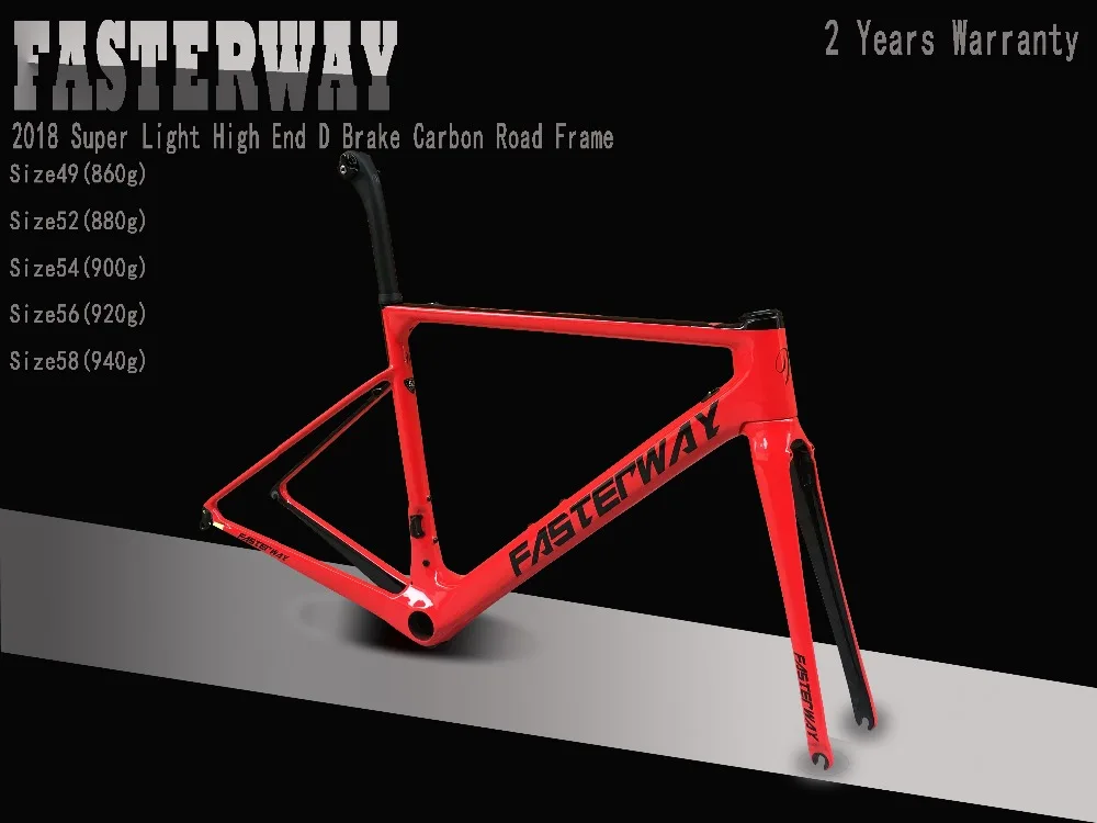 Cheap 2019 design super light FASTERWAY classic carbon road frameset D Brake carbon bike frame:Frameset+Seatpost+Fork+Clamp+Headset 0