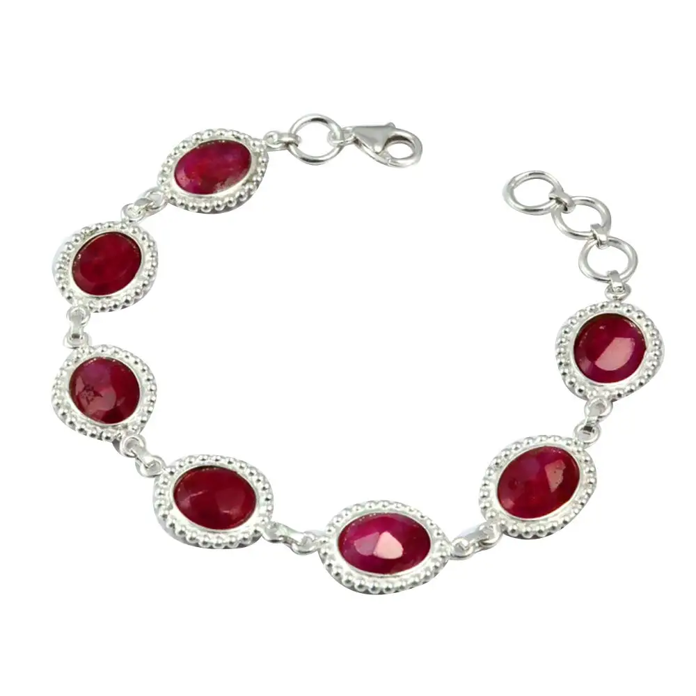 

NiaoZaiFei YunZaiKan Genuine Ruby Bracelet 925 Sterling Silver, 19.5 cm, MHBB0098