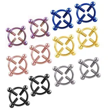 1 Pair Fashion Round Non-Piercing Nipple Ring Shield Body Piercing Jewelry Nickel-free Fake Piercing 316L Surgical Steel