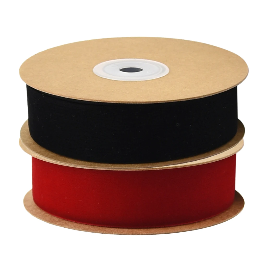 2 Rolls /pack 20yds Lace Trim Sewing Crafts Velvet Ribbons 1cm For Clothes Shoes Bags Ornaments Gift Wrapping  Black + Red