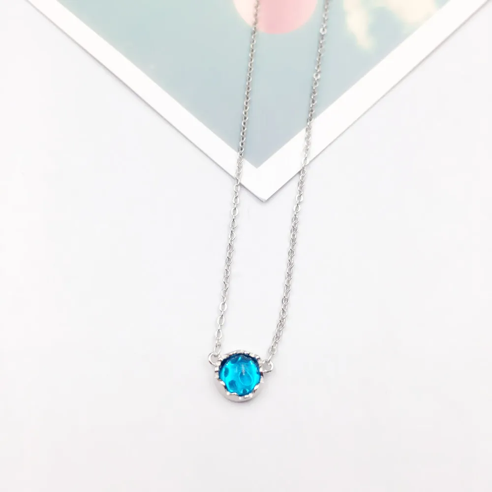 

925 Sterling Silver Necklace Fashion Round Mermaid Bubble Pendant for Women Gift Girl Romantic Jewelry