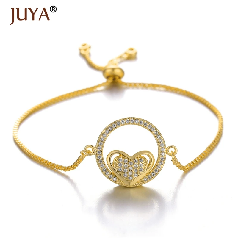 Pulseras mujer moda 2019 медь циркон горный хрусталь Перфорированный Круглый сердце