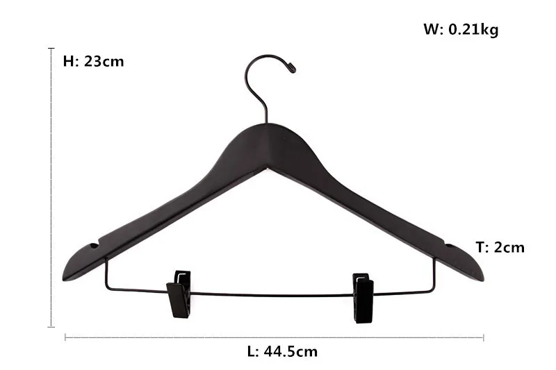 Делюкс толстые черные деревянные Костюмы вешалка с Зажимы, костюм для одежды и Брюки для девочек (2 шт./лот)