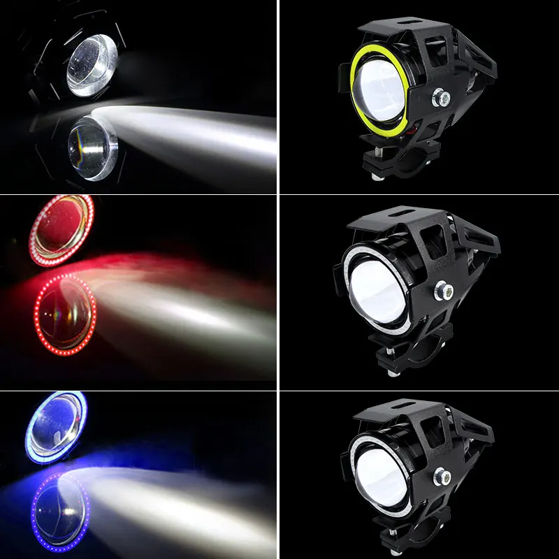2 шт. 125 Вт мото rcycle головной светильник W/Angel Eye Devil 3000LM Moto Точечный U7 LED для вождения
