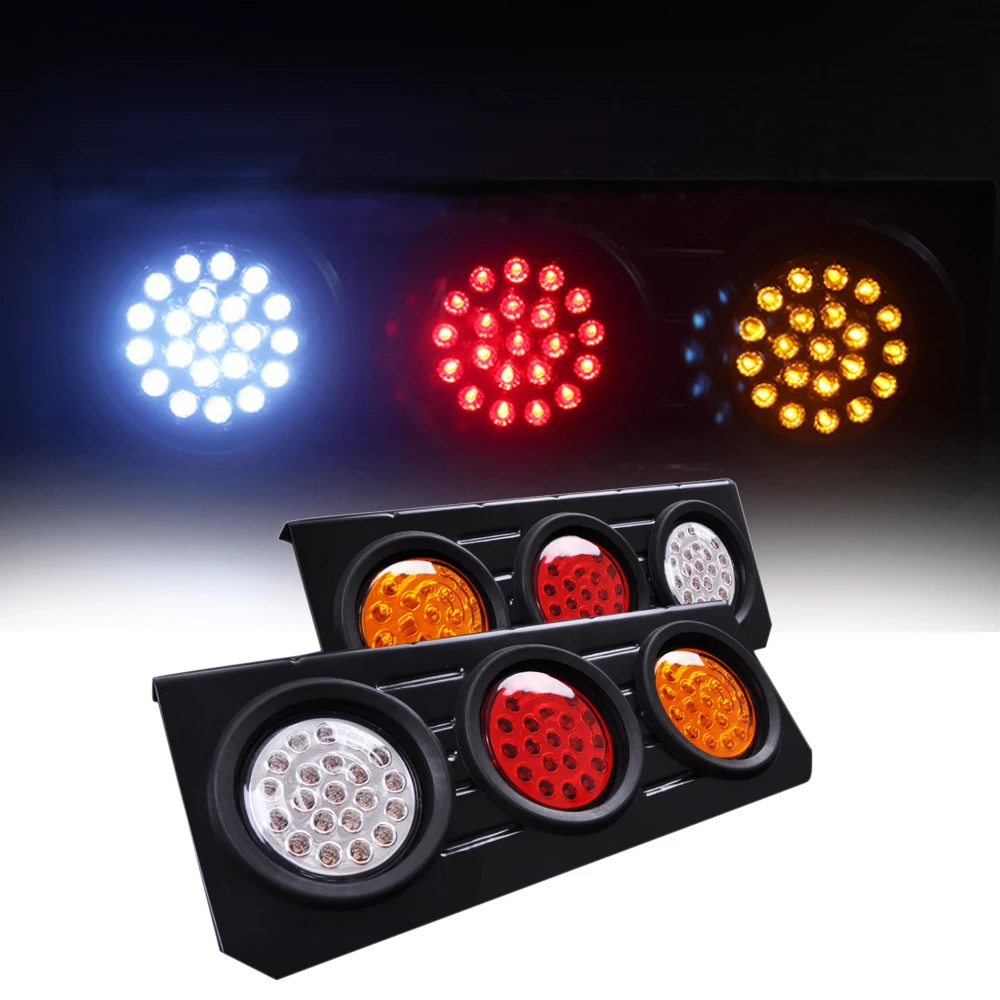 Красный, желтый, белый, 12 В, автомобильные круглые задние фонари, указатель поворота, ходовые задние светодиодные отражатели, боковые предупреждающие задние фонари для грузовиков