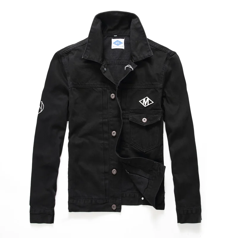 Black Color Hip Hop Designer Mens Jackets Autumn Newly Denim Jacket Men Classic Outwear Men Coat