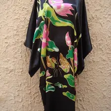 Горячая Распродажа Черный китайский женский шелковый халат из вискозы банное платье юката Ночная рубашка Один размер S5001