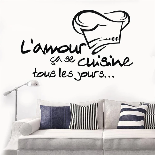 French Cuisine L Amour Wall Stickers For Kitchen Vinyl Decals French Cuisine L Amour Wall Stickers For Kitchen Vinyl Decals Mural Muur Art Keuken Tegel Home Decor Huis Decoratie