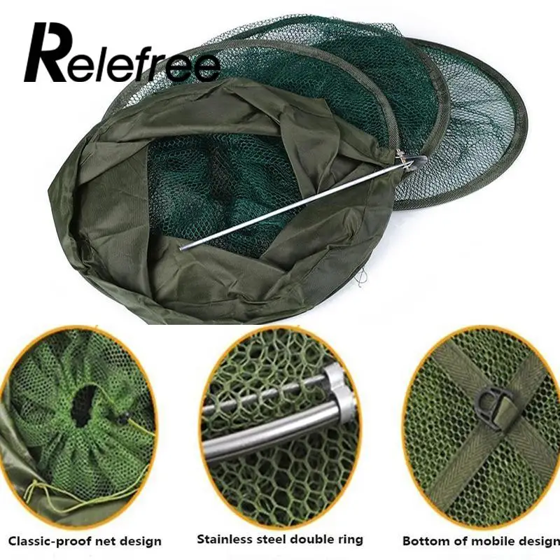 Relefree Fish Fishing Mesh Net Basket Collapsible 5 Layers Foldable