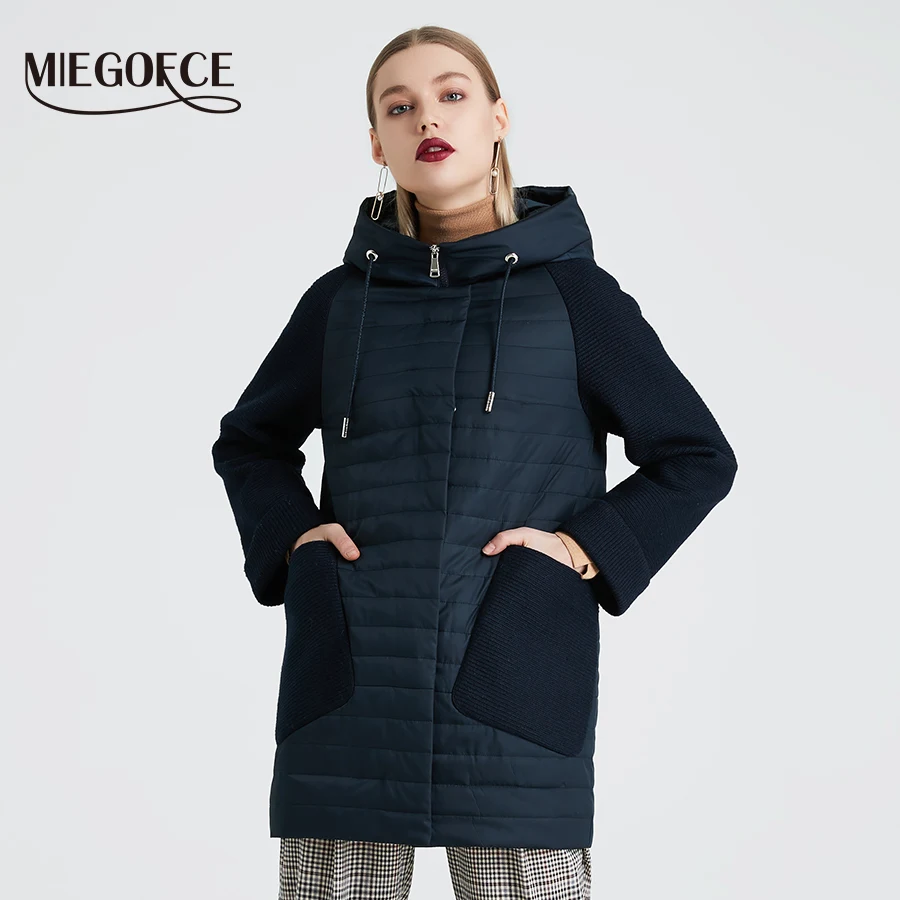 Koop MIEGOFCE 2019 Nieuwe Lente Herfst Collectie Gewatteerde Jas vrouwen Lente Capuchon Vrouwen Parka Hot Koop