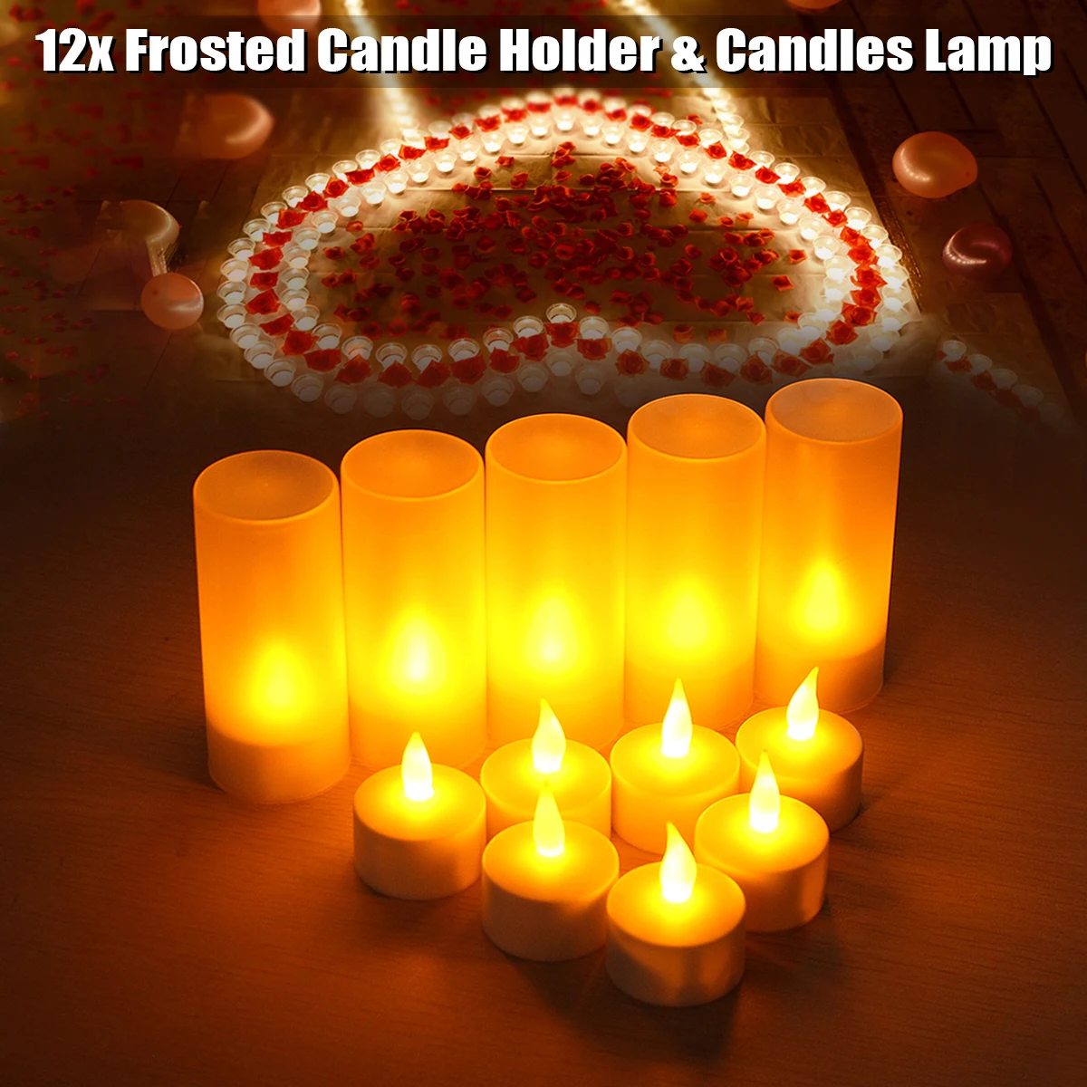 

12pcs Rechargeable Flameless LED Candle TeaLight Night Light for Romantic Birthday Wedding Party Dinner Holidays Decor