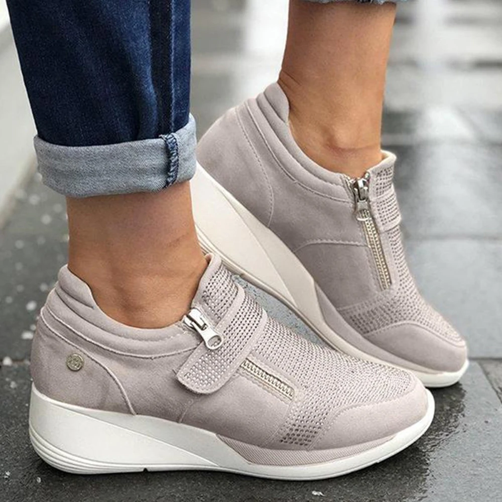 Loozykit drop shipping Women's flats Fashion Breathable Casual Sports Pure color Platform Shoe Sneaker hot sell