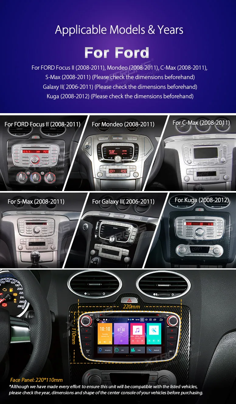 Top XTRONS 7" Android 8.0 Octa Core Car DVD Player Radio GPS USB Navigation for Ford Focus II Mondeo S-Max C-Max Galaxy II Kuga 2011 4