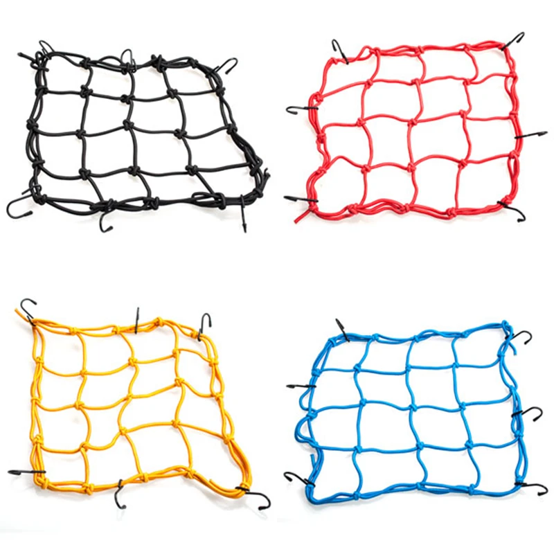 

MoFlyeer 2 Pcs Motorbike Motorcycle Cargo 6 Hooks Hold Down Net Bungee 30x30cm