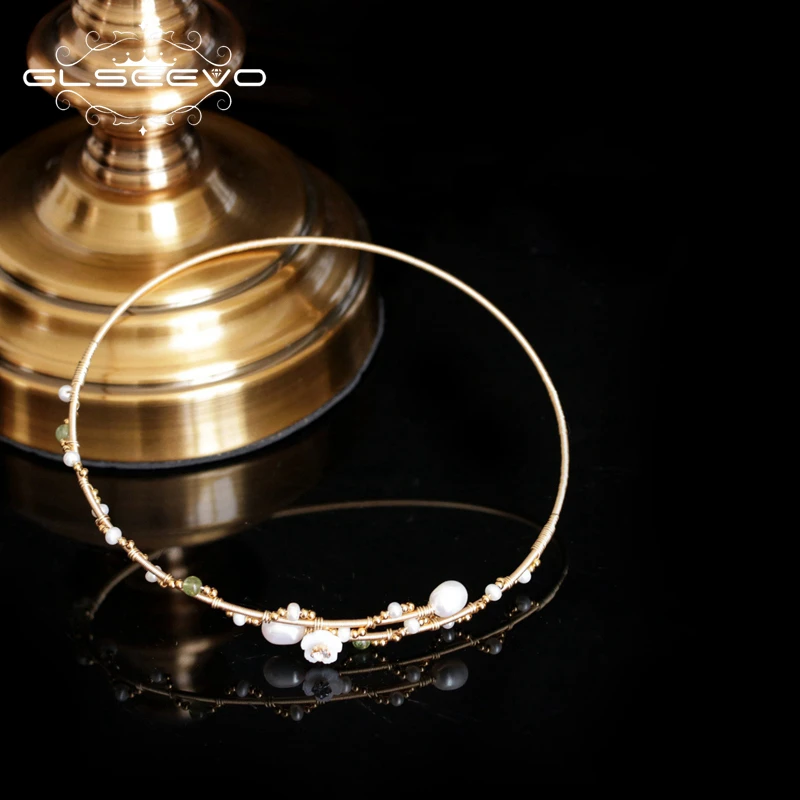 

GLSEEVO Fresh Water Pearl Necklace Birthday Gift Handmade Choker Necklace For Women Wedding Engagement Jewelry Collier GN0118