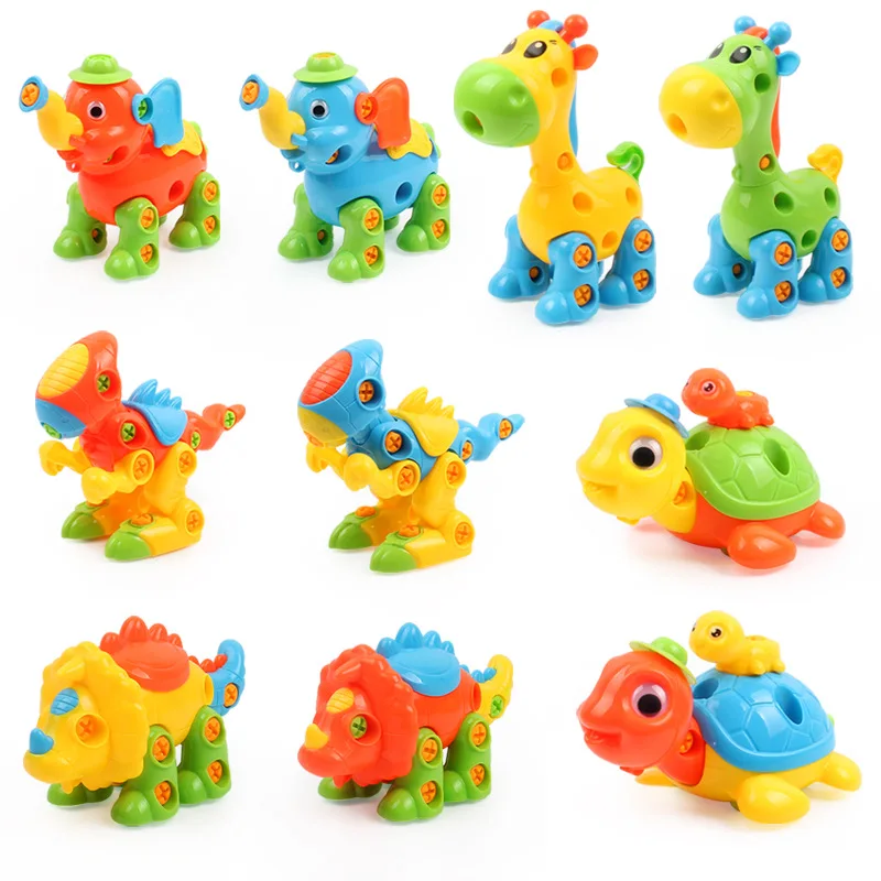 Early Learning Education DIY Screw Nut Group Installed Plastic 3d Puzzle Disassembly Cartoon Animal Kids Toys for Children Toys