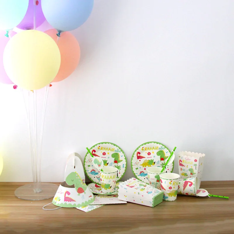Cyuan, маленький динозавр, праздничный комплект для дня рождения, динозавр, тема для детской вечеринки, баннеры, латексные шары, бумажный стаканчик, тарелка, Декор