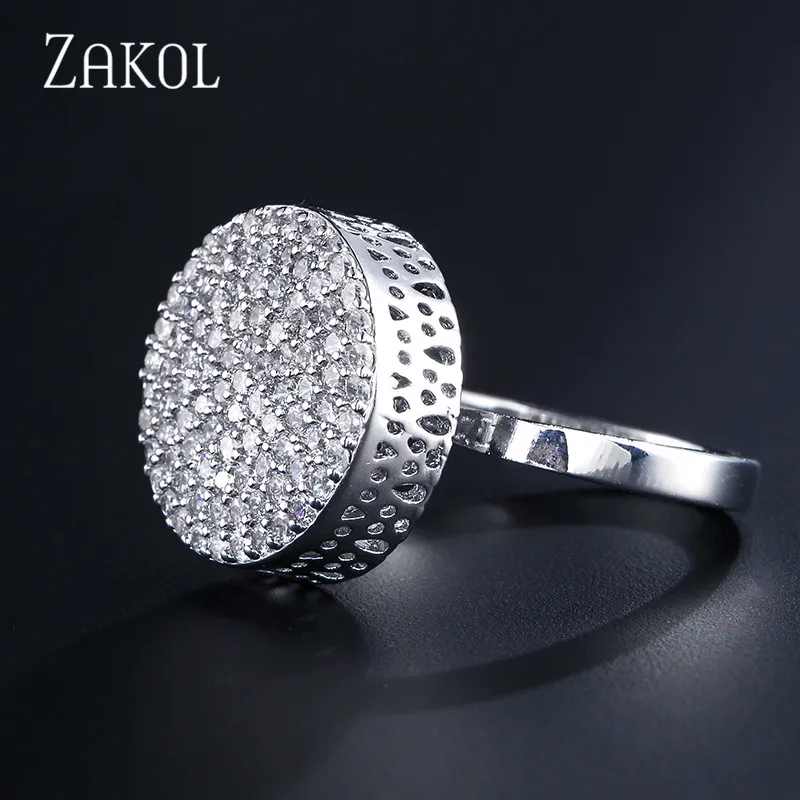 Новинка, роскошные ювелирные изделия ZAKOL, кубический цирконий ААА, круглые кольца для женщин, модные свадебные аксессуары FSRP2060