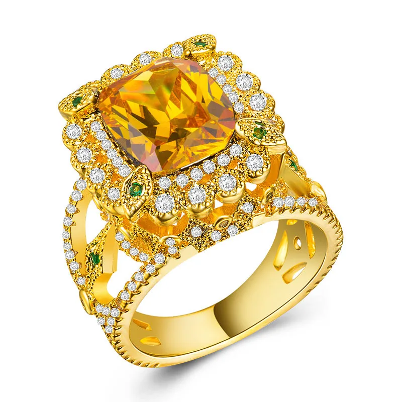 Кольца из розового золота, бриллиантовое кольцо, изумруд, топаз, хрусталь, Муассанит, сапфир, кольцо с покрытием из желтого золота 18 К, аметист B1102