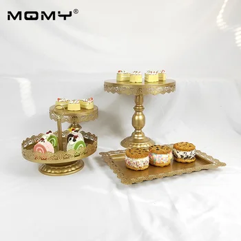 

4 PCS Metal Cupcake Gold White Pink Iron Wedding Crystal Weeding Cake Stand