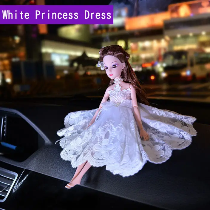 Красивый кукольный автомобиль, свадебное платье, куклы, Игрушечная модель, прекрасный автомобиль, украшения для интерьера, авто украшения, аксессуары для девочек и женщин - Название цвета: White Princess Dress