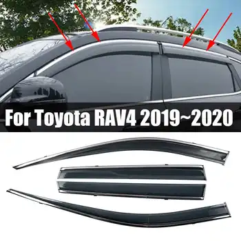 

4Pcs/Set Window Visor deflector Rain Guard Chrome Trim Vent Sun Shade Deflectors For Toyota RAV4 2019~2020
